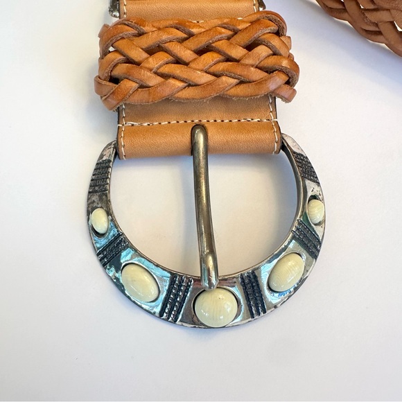 Adoppia Vita double braided Italian leather belt with large buckle - Picture 2 of 7